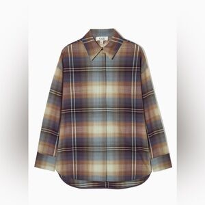 COS Oversized checked wool blend shirt with buttons dropped shoulders sz 12